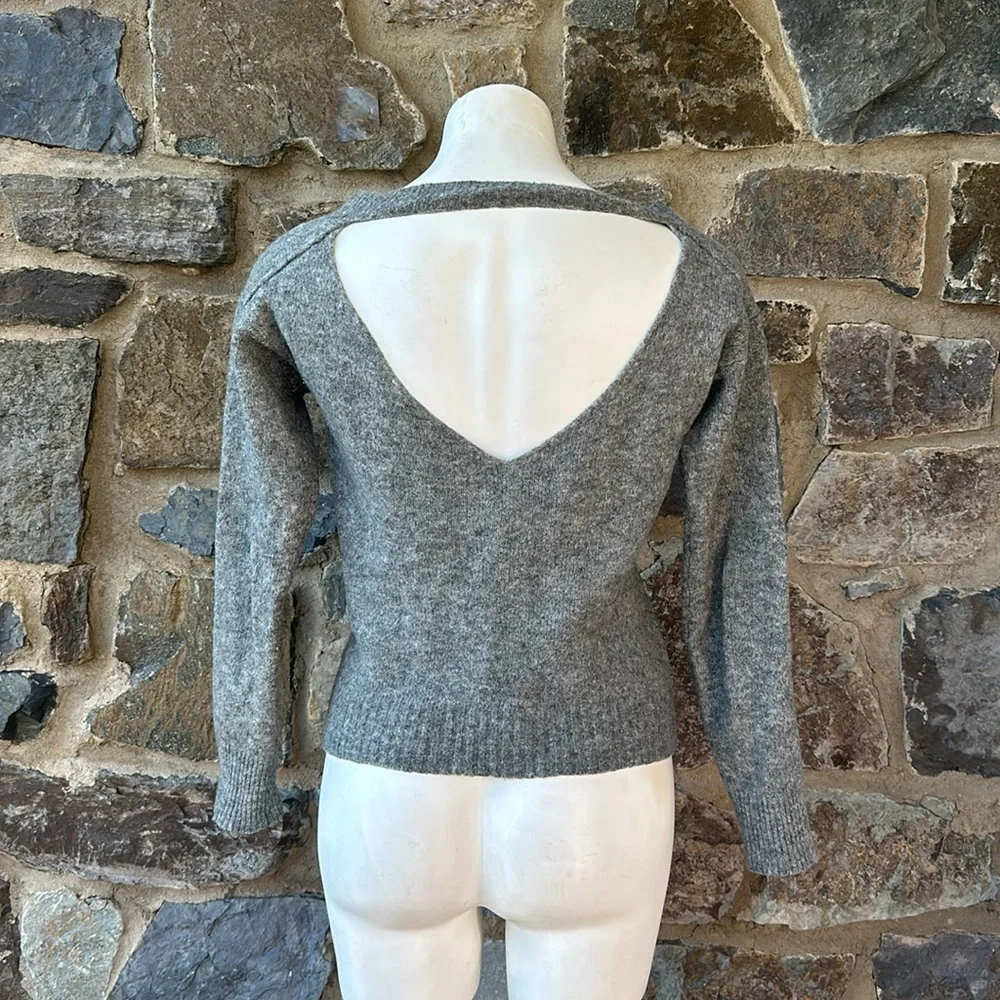 A.L.C. 'Arnaud' Knit Open Back Merino Wool Sweater in Gray Size Small